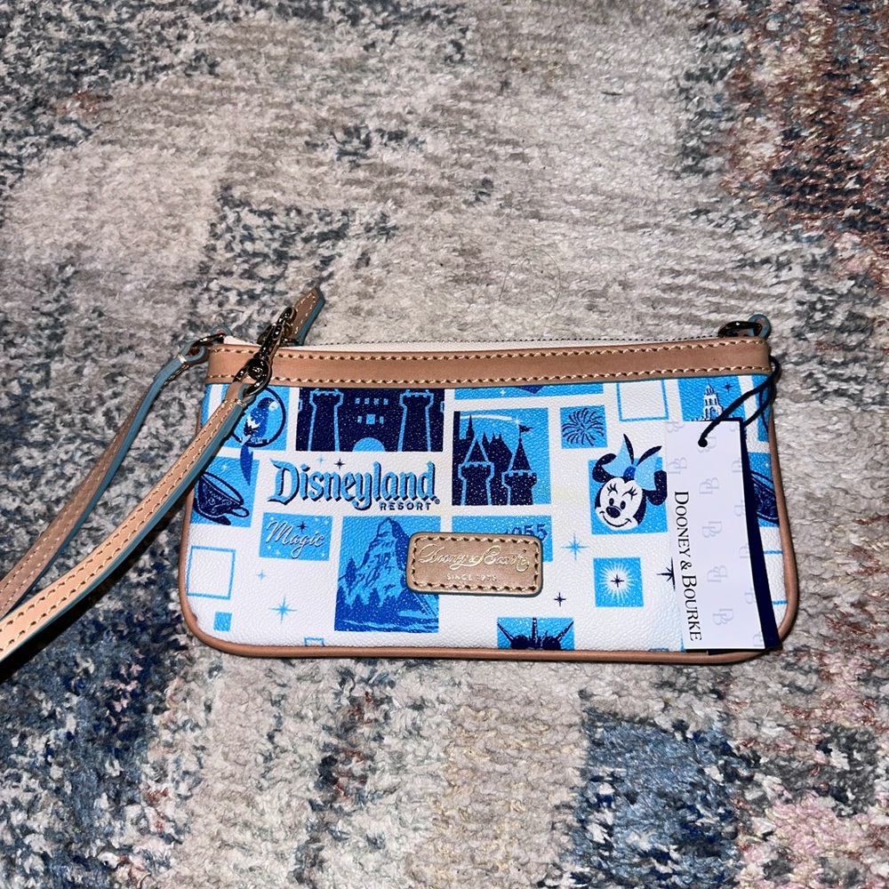 Dooney & Bourke Blue and Tan Disneyland Wristlet